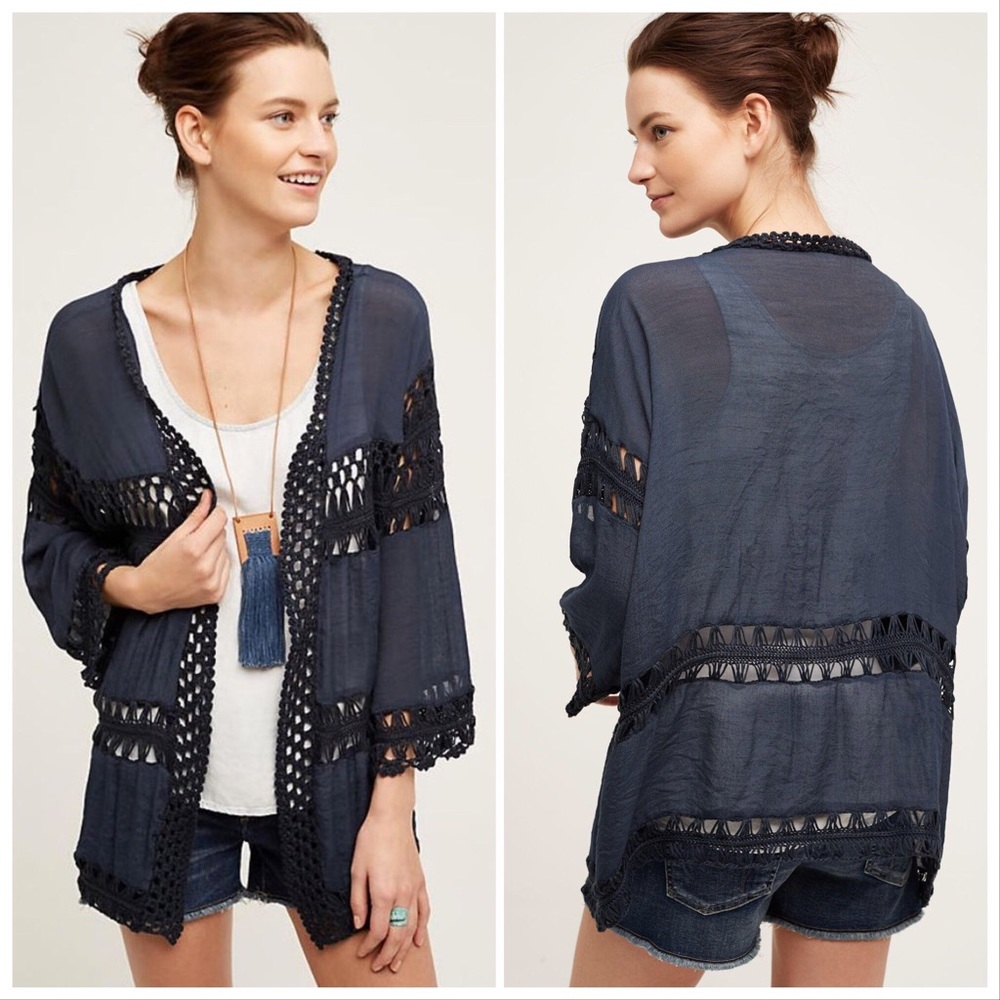 Anthropologie Esplanade Kimono, Navy Blue
